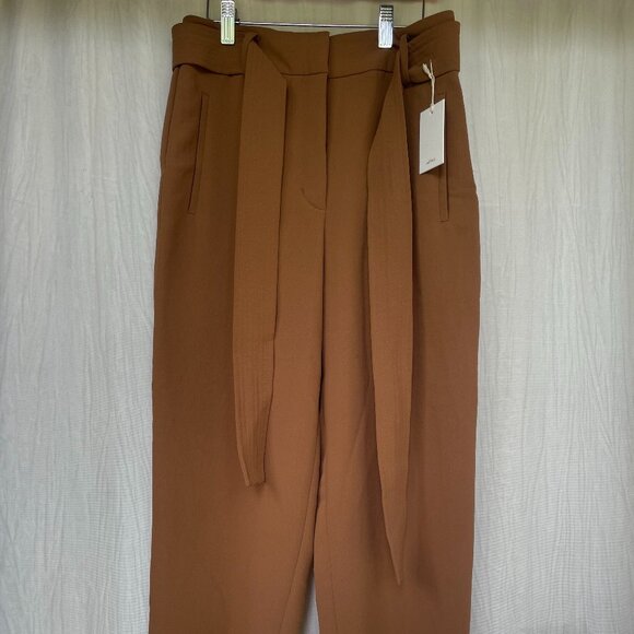 Wilfred Jallade Pant Crepe - Tie-Front Belted High Rise Trousers in camel - Picture 2 of 8